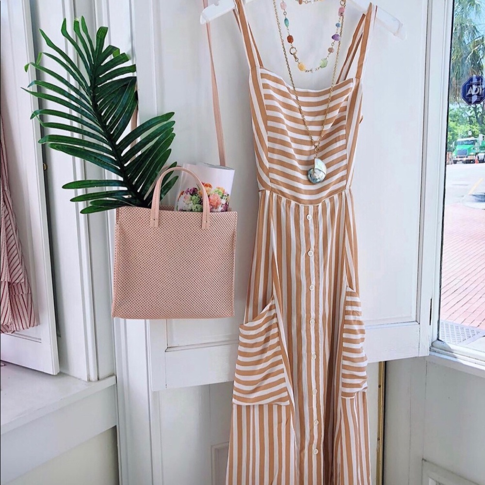 Faithful The Brand Stripe Tie Back MIDI Dress- Sz 6/ Med